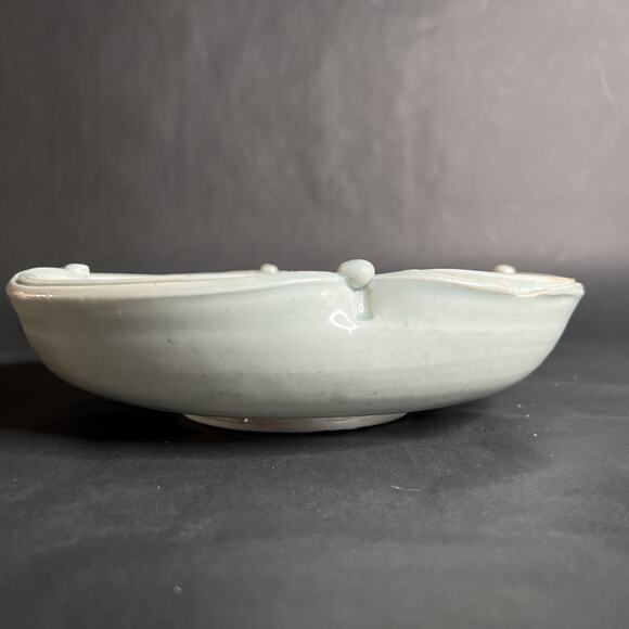 Handmade Bowl-Scalloped Edge-Watercolor-Japanes-Boho Ceramic Centerpiece – 10″ - Picture 8 of 13